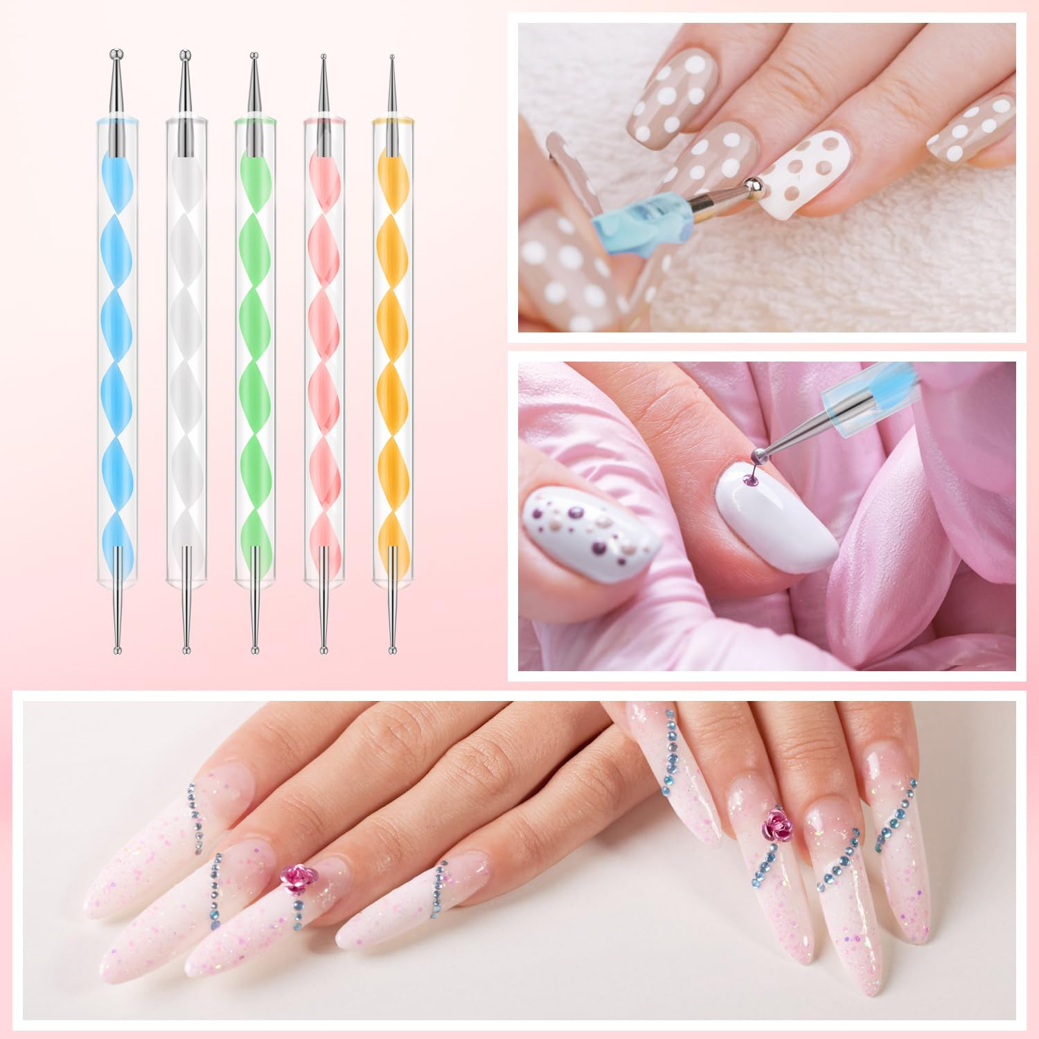 25Pcs Nail Art Tools Set,Nail Art Brushes,Resin Palette and Stand | 2-Way Acryli