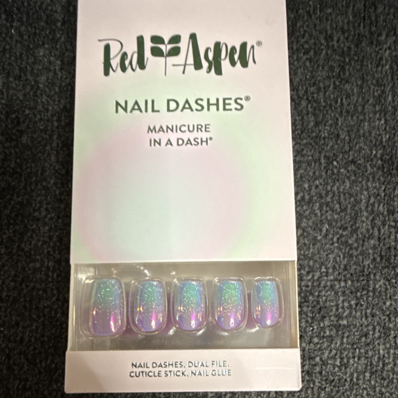 Red Aspen Nail Dashes Press-On Nails Iridescent Shimmer Celestial, Glue