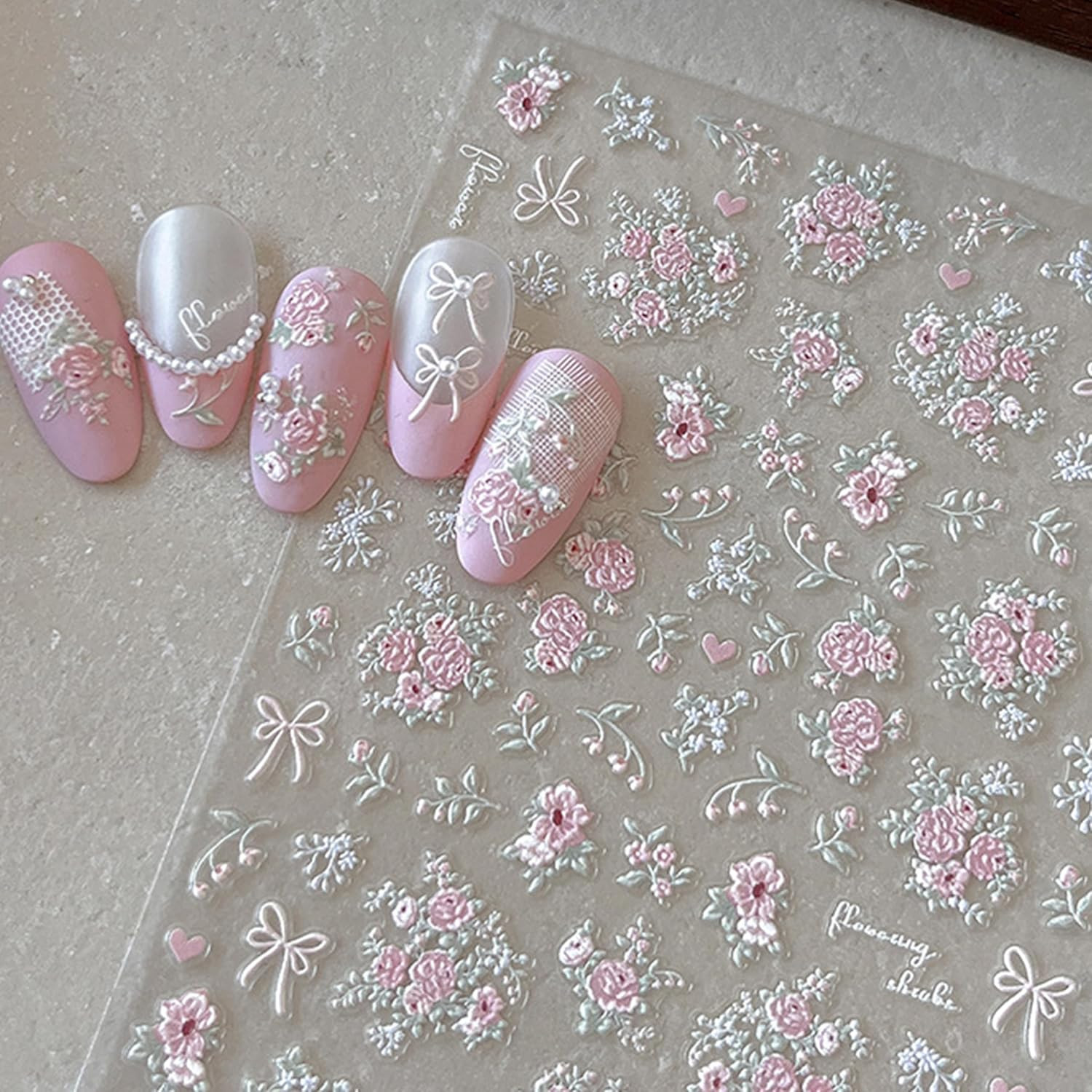 Laser Pearl Seashell Nail Stickers 5D Embossed Gold Ocean Nail Decals Self-Adhes