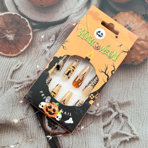Halloween Press on Nails Long Coffin Fake 0.04 Fl Oz (Pack of 24) Halloween B