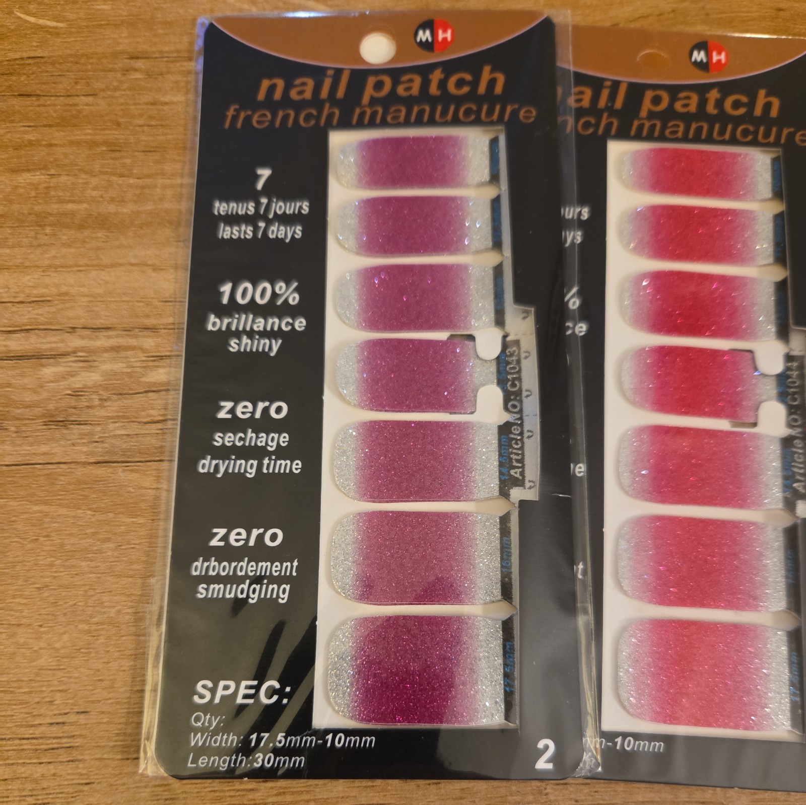Nail Patch French Manicure Nail Stickers. Lasts 7 Days 6 Sets glitter Nail Art