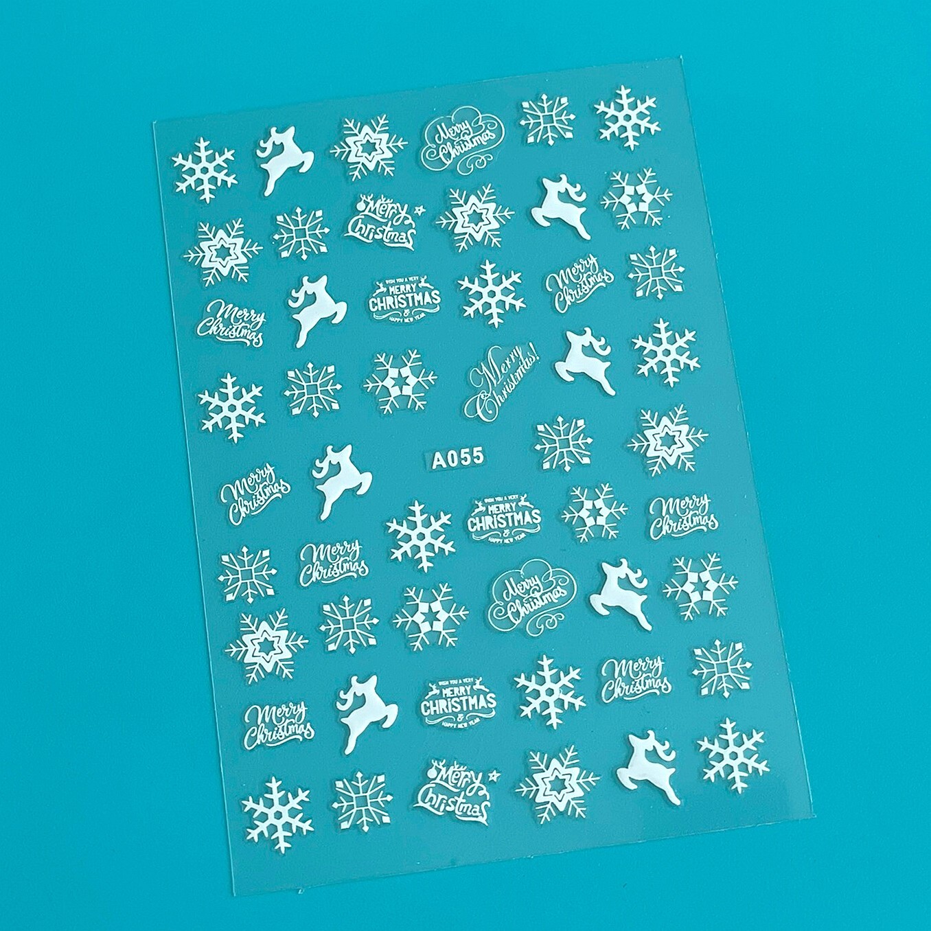 Reindeer Deer Merry Christmas 3D Horn Santa Snowflake Nail Sticker 4 Colors