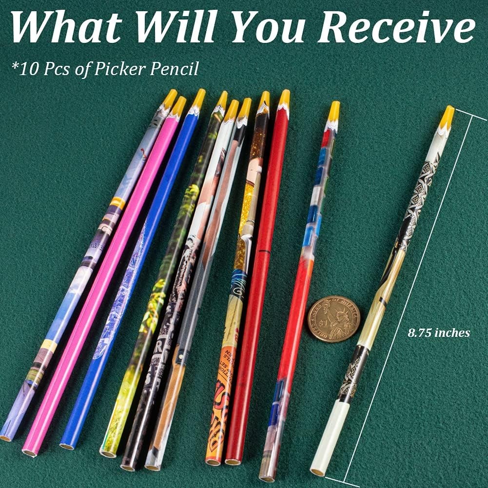 10-Pack Self-Adhesive Rhinestone Pickup Pencil Set for Nail Art