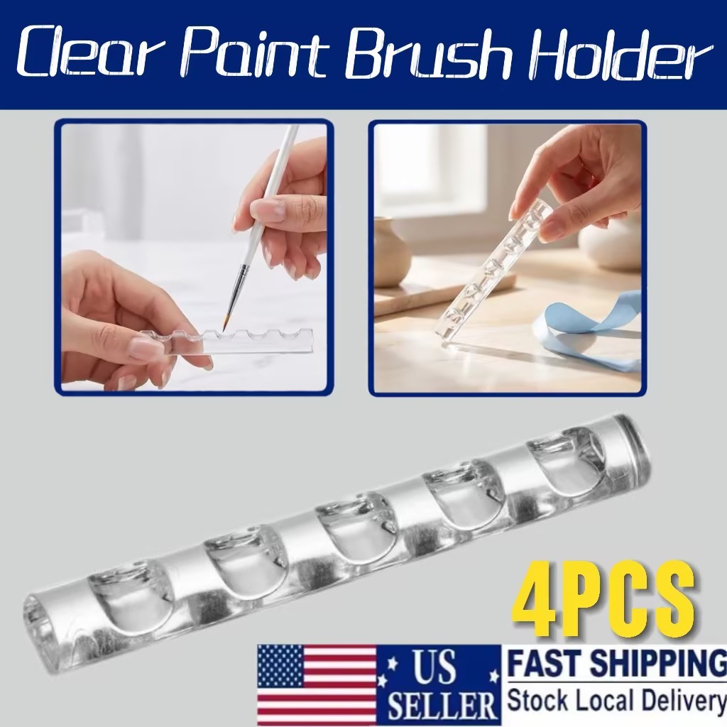 4 Pack Crystal Bar Pen & Brush Holder Stand for Nail Art Painting Manicure Tools