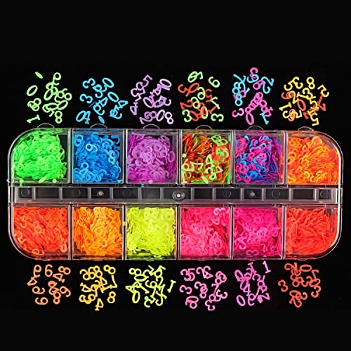Glitter Nail Art Sequins, Holographic Laser 3D Sparkly Nail Flakes Letters