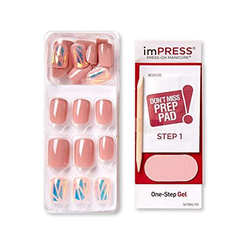 KISS No Glue Mani Press On Nails, Design, 1 Count (Pack of 1) Pink Multicolor