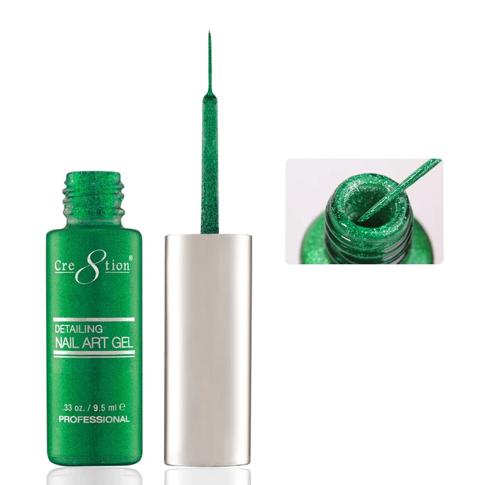 Cre8tion Detailing Nail Art Gel .33 Oz – #29 Green Glitter