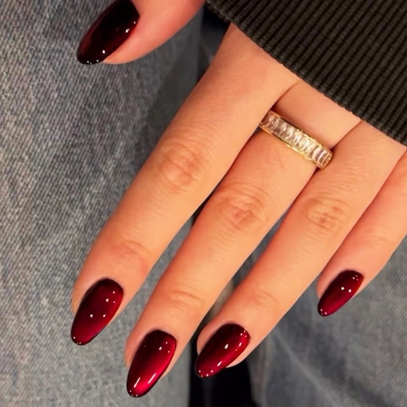 Cats Eye False Nails with Cats Eye Designs Glossy Acrylic Nails for Women