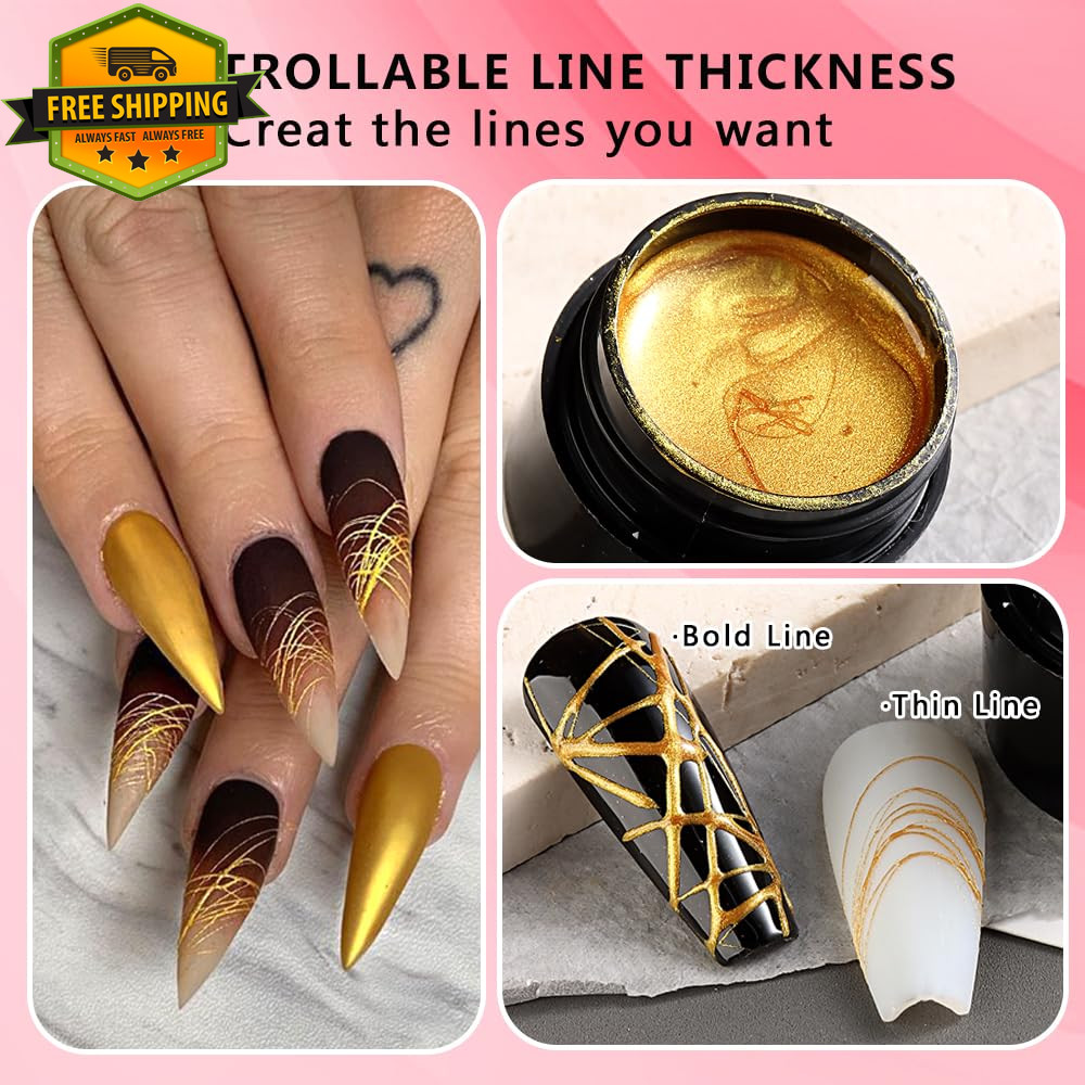 6 Colors Spider Gel Nail Art Set With Brush Elastic Drawing Polish DIY Manicure