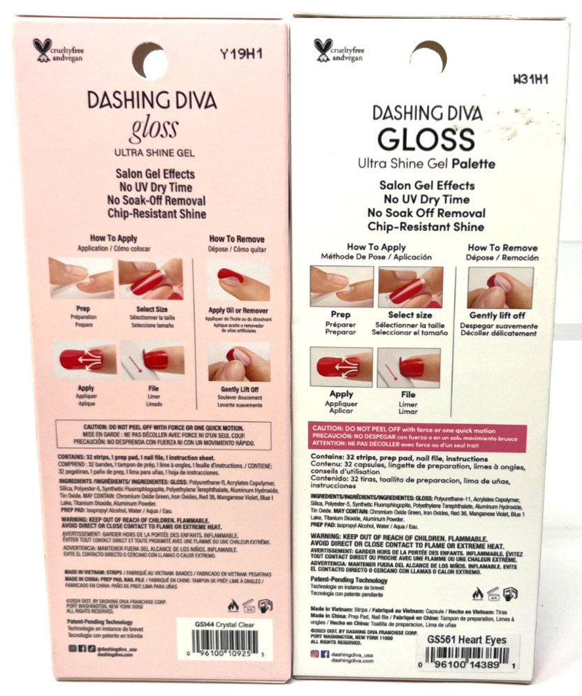 (2) Dashing Diva Gloss Ultra Shine Gel Strips Sealed No Repeat Sets