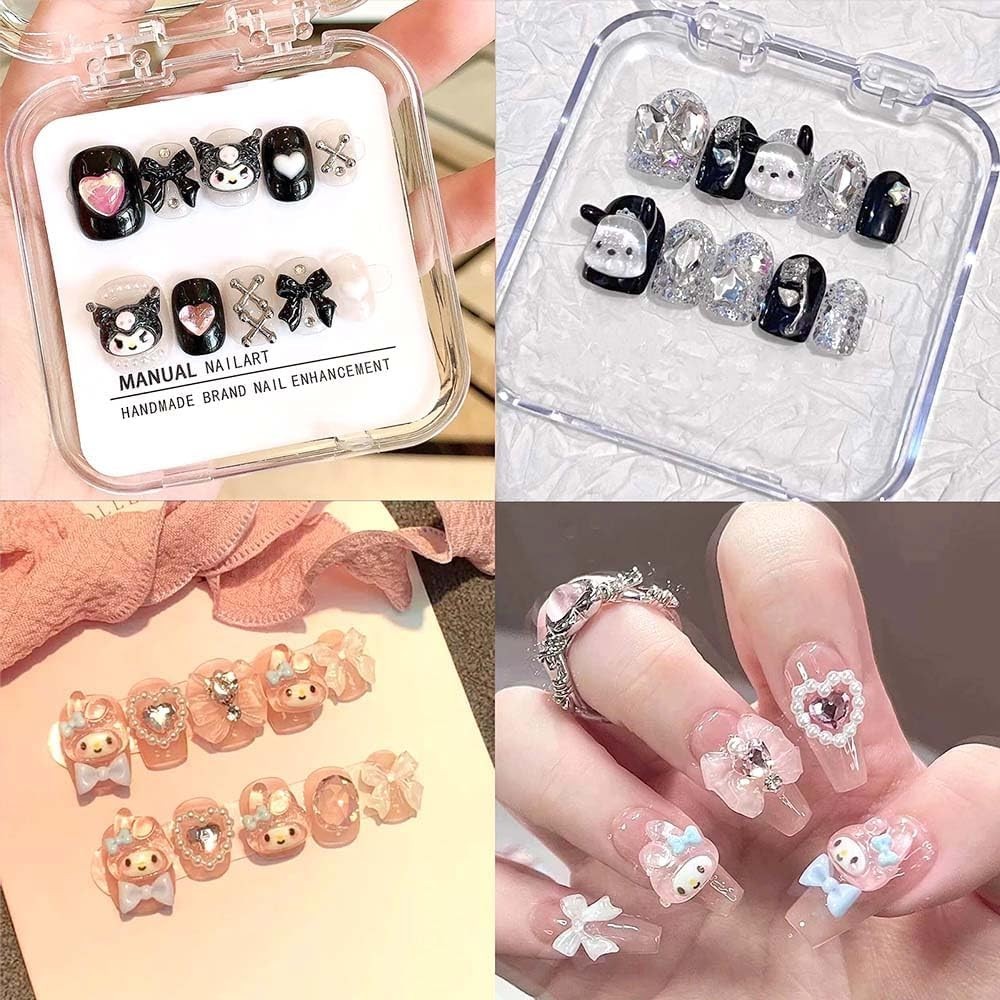 80Pcs Kawaii Nail Charms Set, 3D Cartoon Colorful Nails Accessories for DIY N…