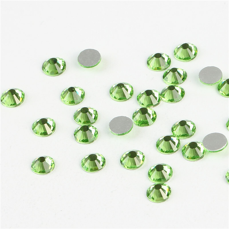 Light Green (1mm-6mm) FlatBack Crystal Nail Art Rhinestones Gems Tips Decoration
