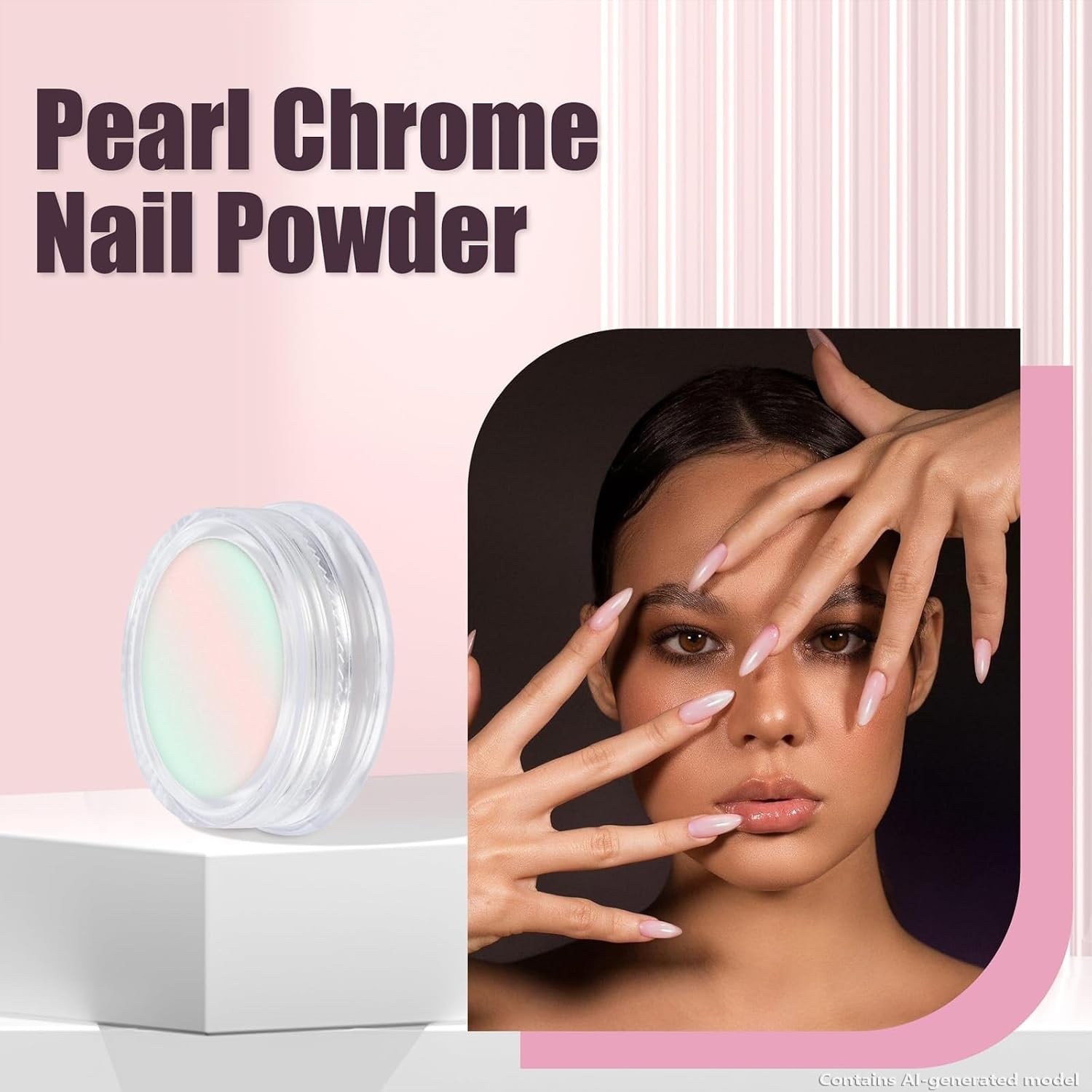 8 Jars Chrome Nail Powder Magic White Pearl Kit Silver Mirror Metallic Effect