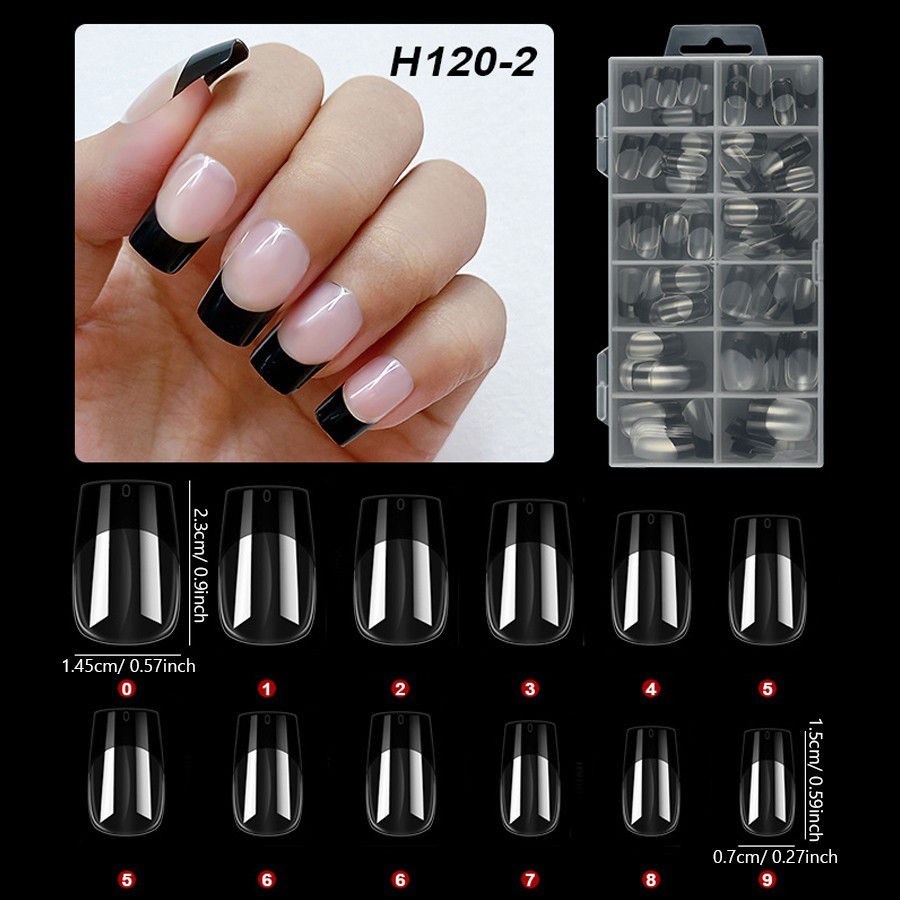 120Pcs False Nail Tips Short French Half Cover Artificial Acrylic Nails Clear