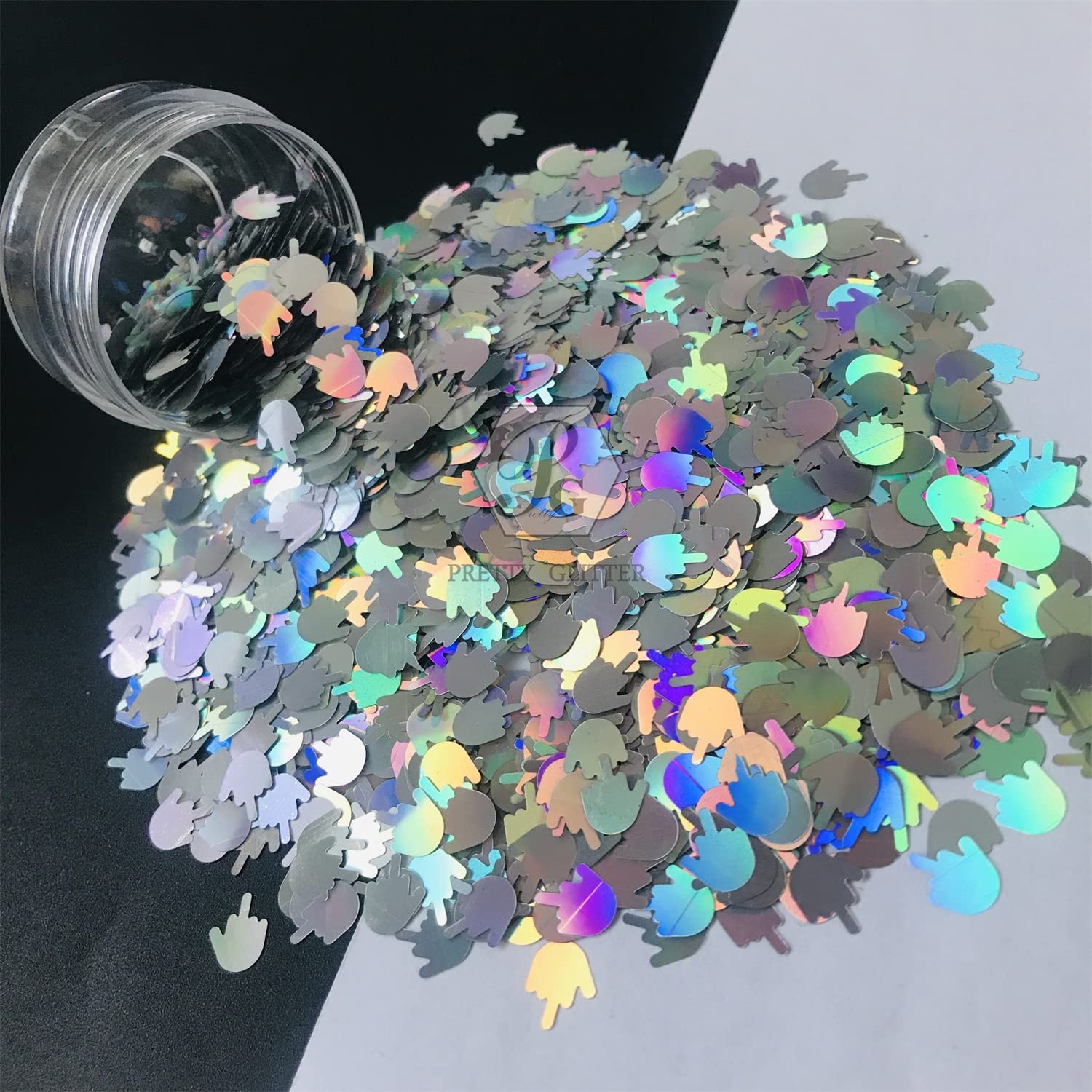 10 Grams/Pack – Sliver Middle Finger Gestures Glitter – Festival Rave Beauty …