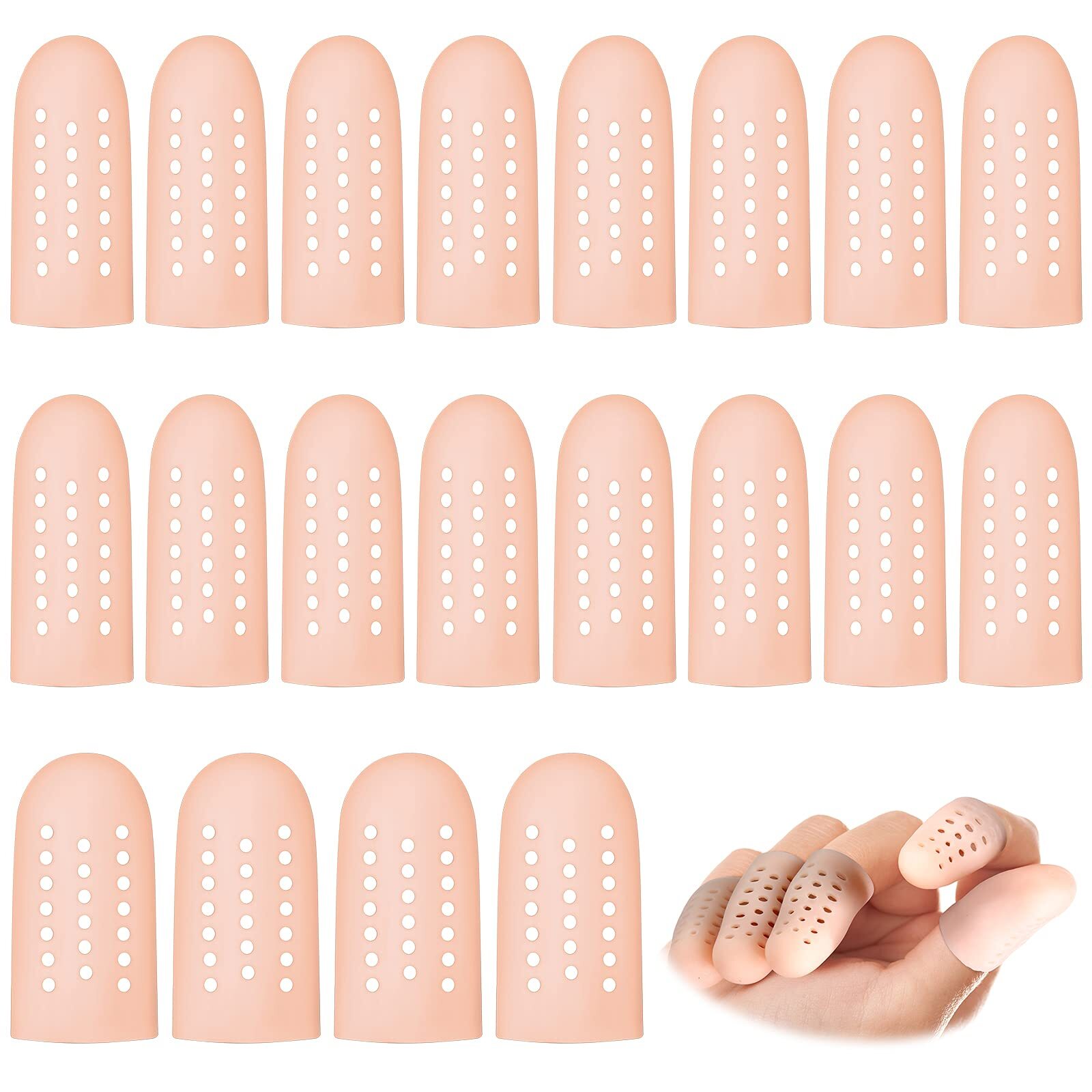 20Pcs Silicone Gel Finger Cots Breathable Finger Protectors for Finger Cracking