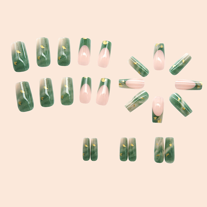 Wearable Fake Nails Bling 24Pcs Designs Medium Long Coffin Decor False Nails