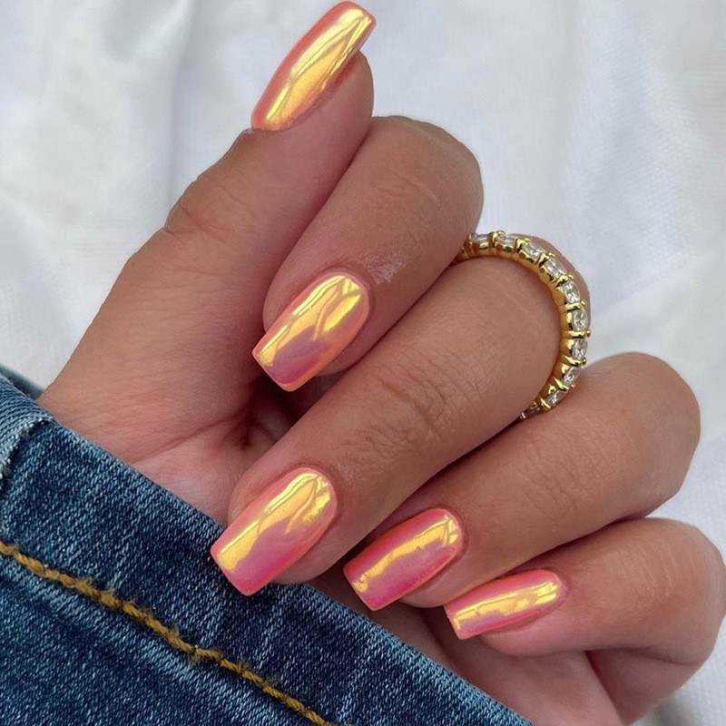 96pcs/4Pack Press On Nails Shimmer False Nails Full Cover For Daily Party Wear