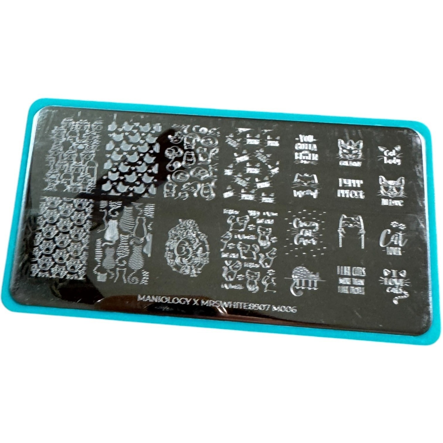 Maniology Nail Stamping Plate M006 MrsWhite8907 Cat Theme Silver Excellent