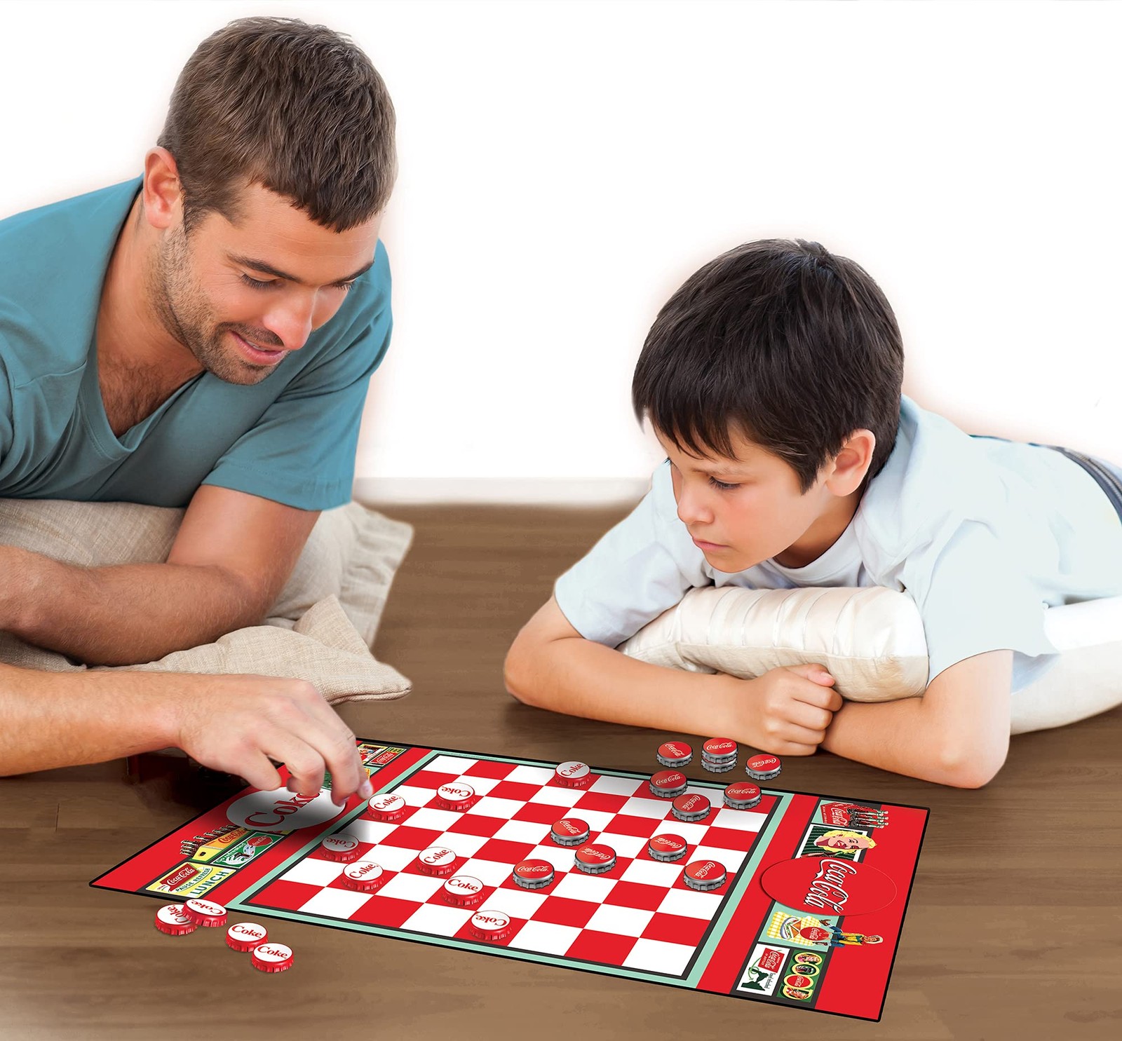 MasterPieces Coca-Cola Themed Checkers 13.5 x 8 x 2 inches, Green,red,silver