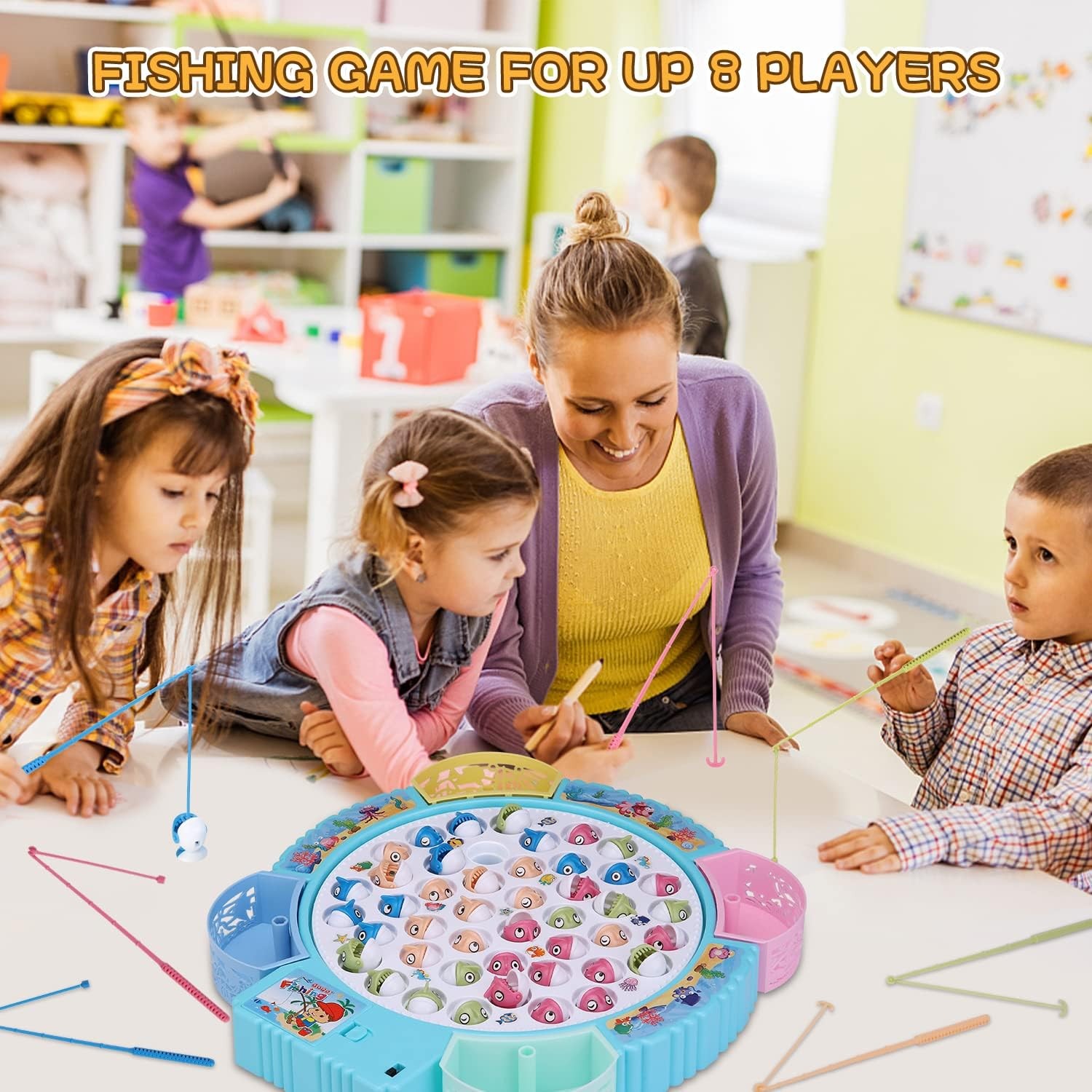Magnetic Fishing Game Toys, Rotating Board with Music Including 45…