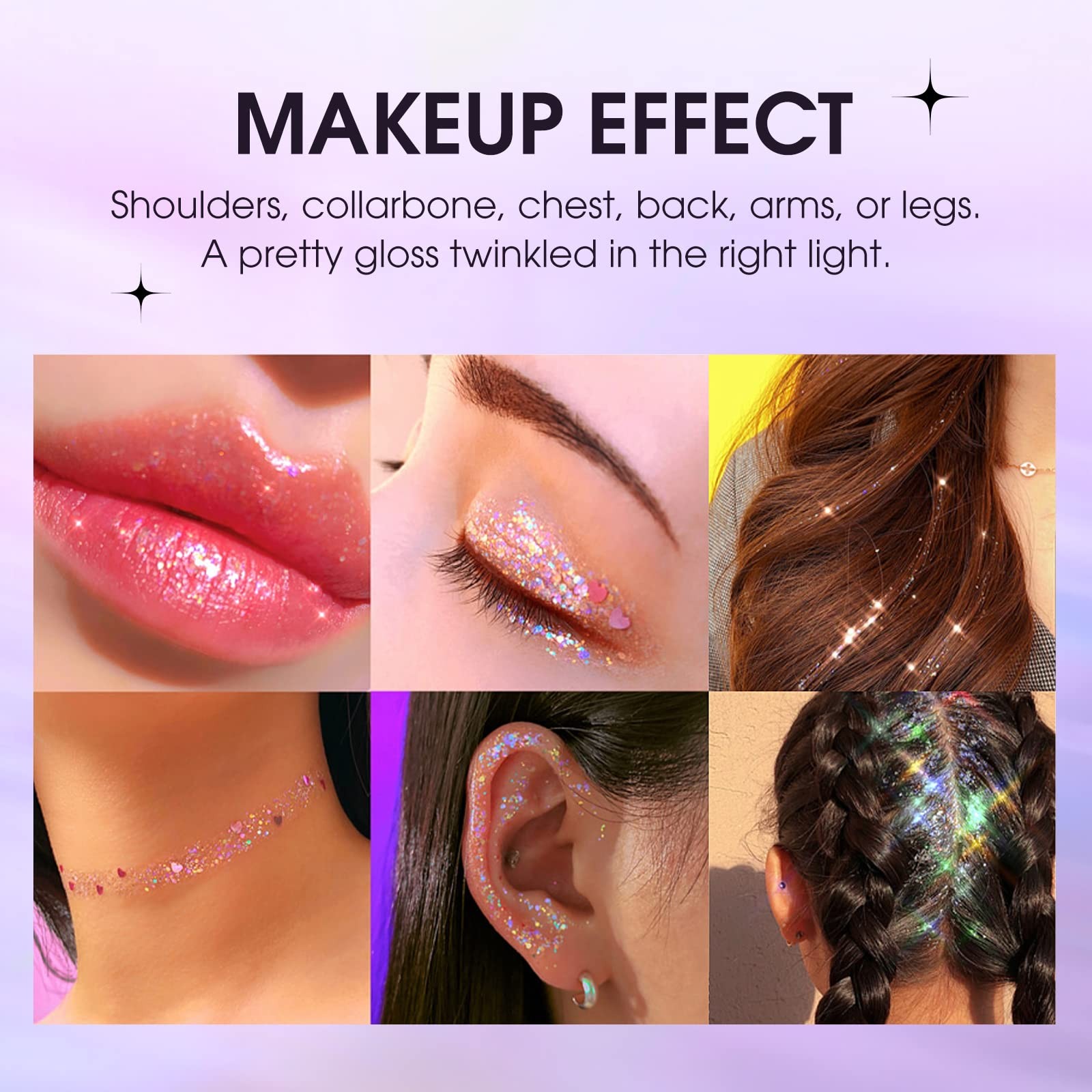 Body Glitter, Joyeee 4pcs Singer Concerts Face Glitter Gel,Mermaid Sequins Fa…