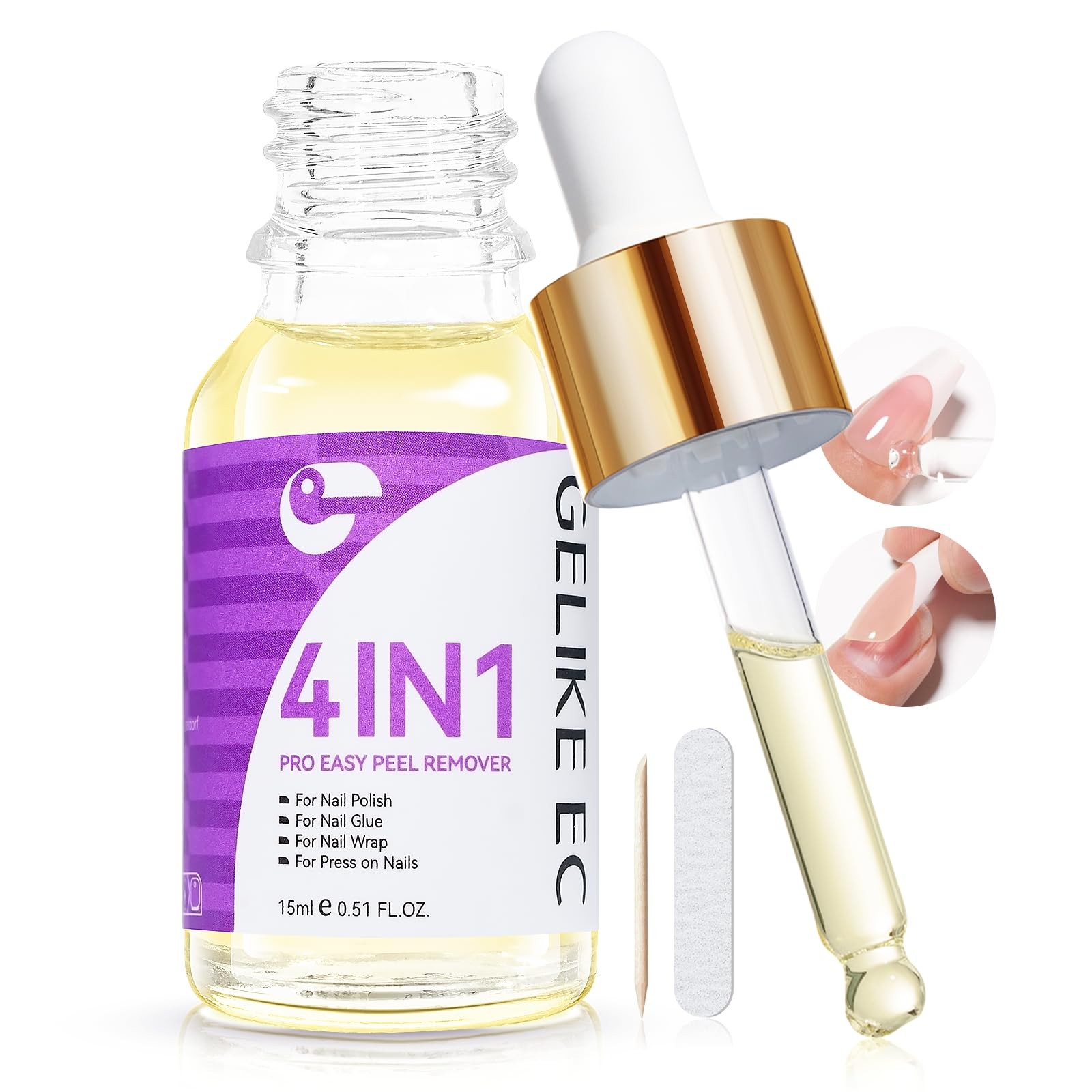 Gelike ec Press On Nail Glue 0.51 Fl Oz (Pack of 1), 0-Nail Remover