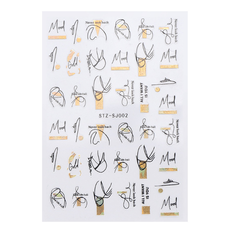 Leopard Print Girl Flower Geometric Lines Leaf Heart Abstract Nail Sticker NS33