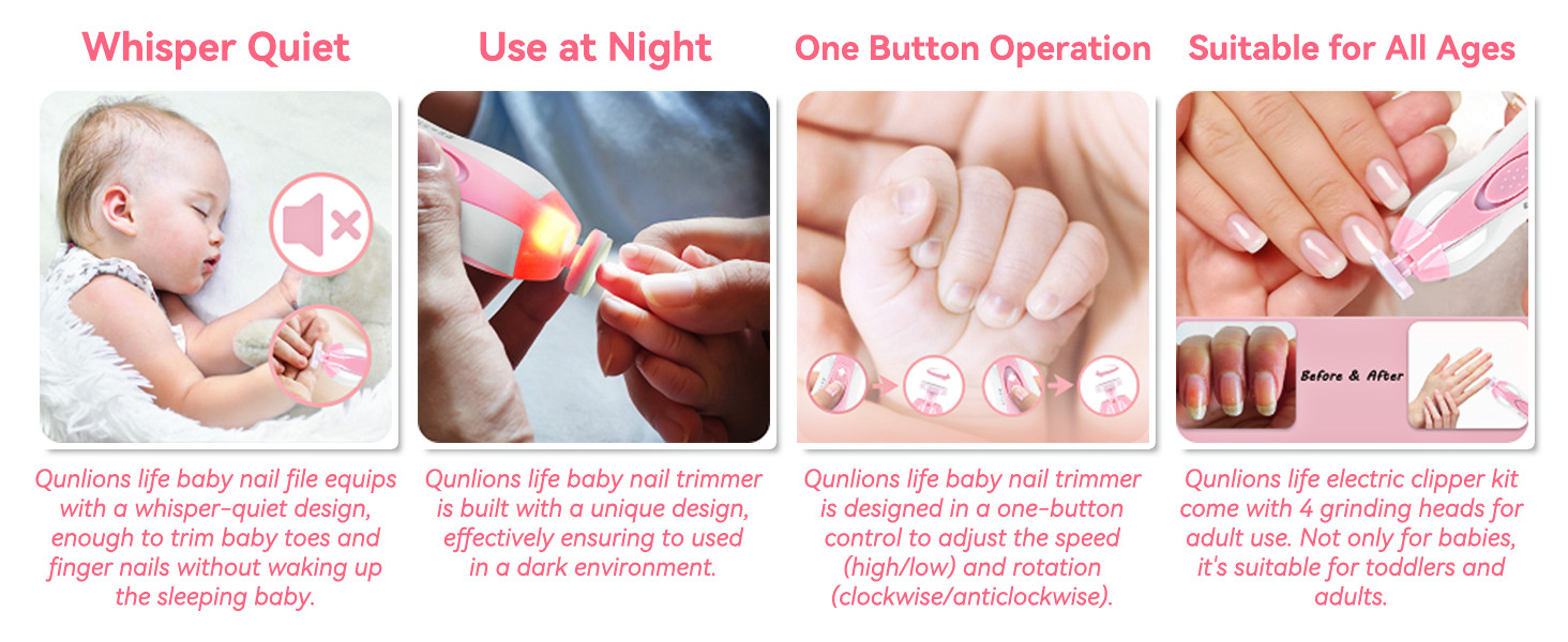Baby Nail Trimmer File with Light – Safe Electric Nail Clippers Kit for Newborn