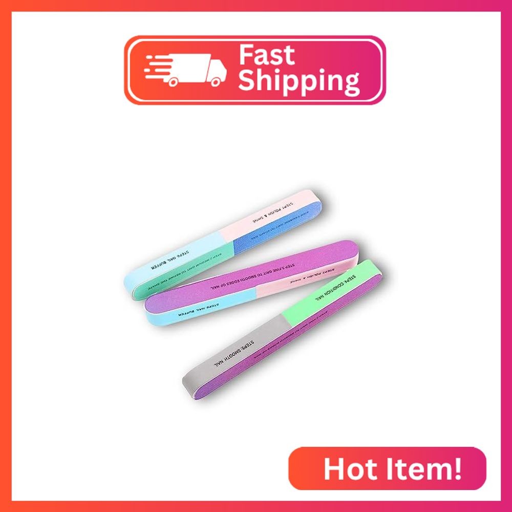 7-Sided Nail File and Buffer Block, 4-in-1 Manicure Tool