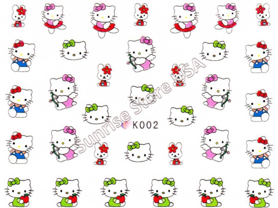 3D Nail Art Sticker Cute Hello Kitty Cat Cartoon Decals Manicure Peel & Stick