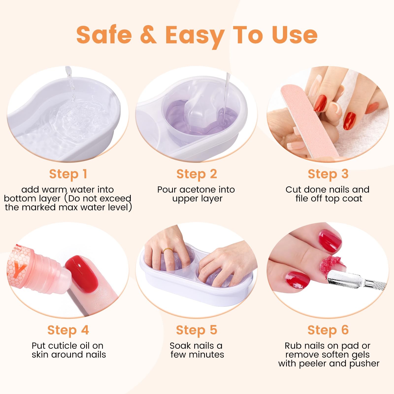 Dual Nail Soaking Bowl Acetone Proof: Soak Off Gel D2-White for most hands