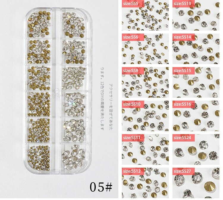 Mixed Size Colors Glass Flat Rhinestones Crystal Strass Nail Art Decoration