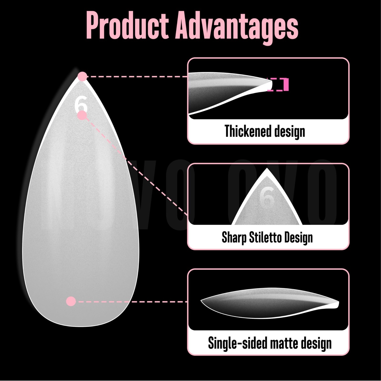 480 Pcs Extra Thick Stiletto Nail Tips – 16 Sizes Clear Acrylic Press-On Nails f