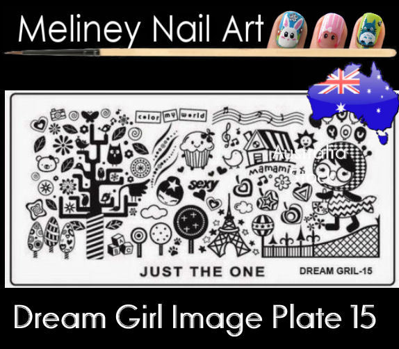 Dream Girl 15 Stamping Nail Art Image Plate Design Rectangle XL Stencil metal