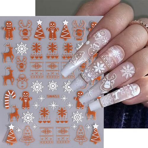 8PCS Christmas Nail Art Stickers Decals 3D Glitter Christmas Christmas style3