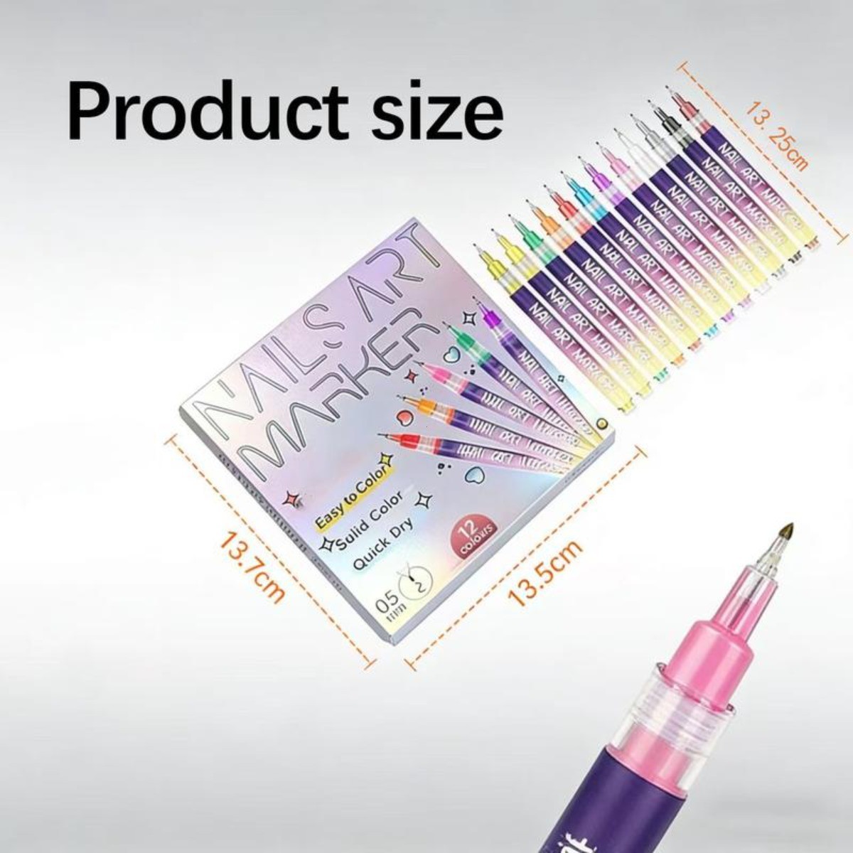 12-Color Water-Based Nail Art Markers Quick Dry Pens for DIY Nail Designs