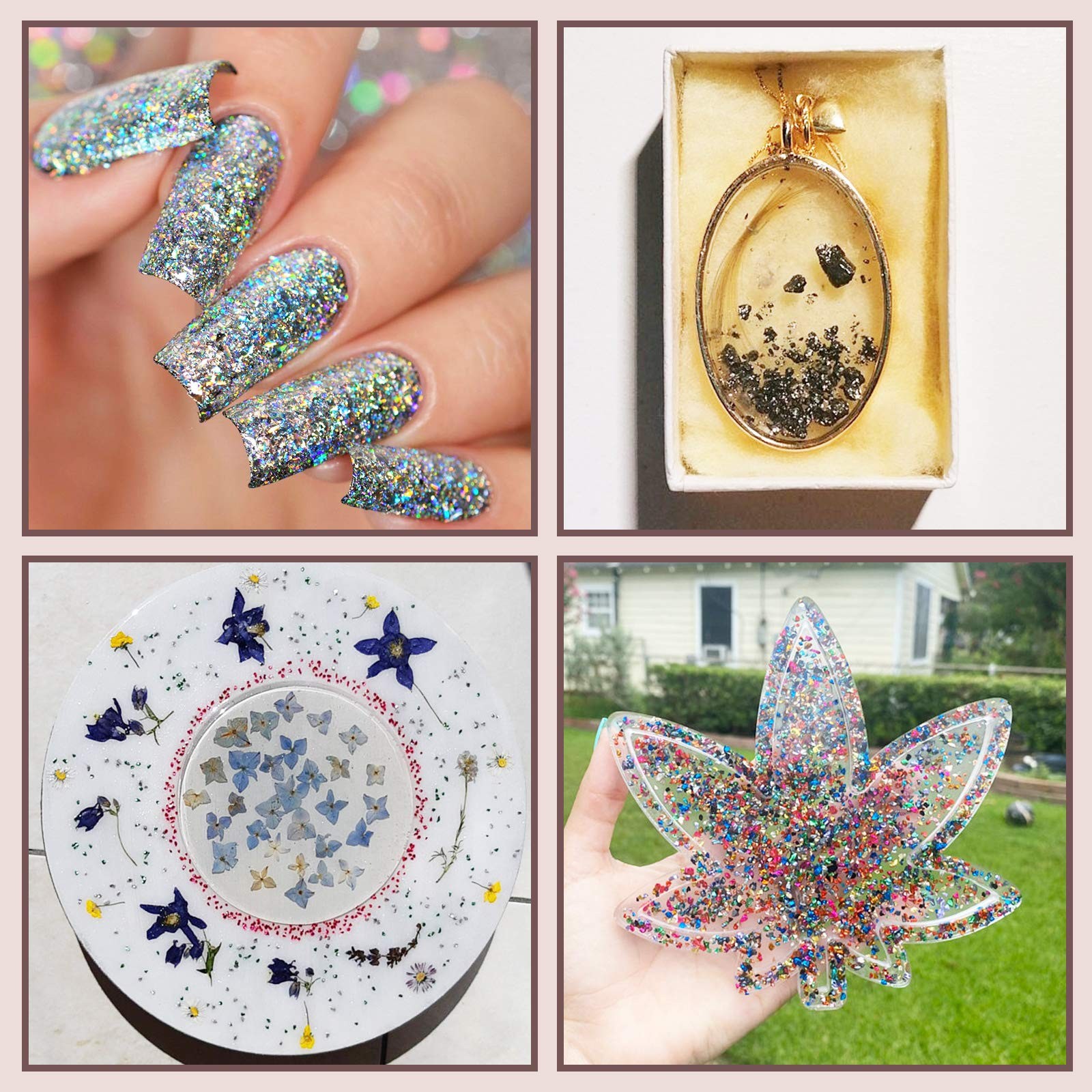 Crushed Glass Craft Glitter for Resin, Irregular Metallic Crystal Chips Sprin…