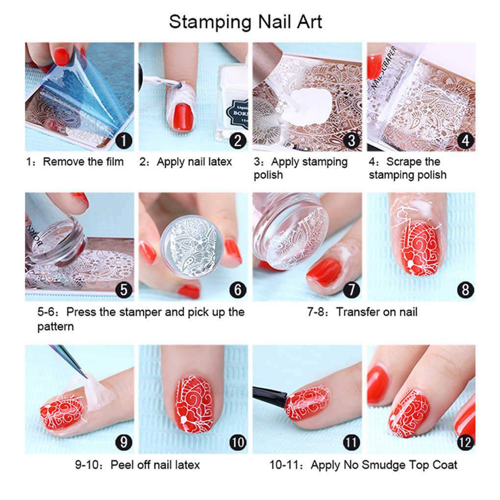 Clear Silicone Nail Art Stamping Circle Stamper Scraper Decors Plate Manicure