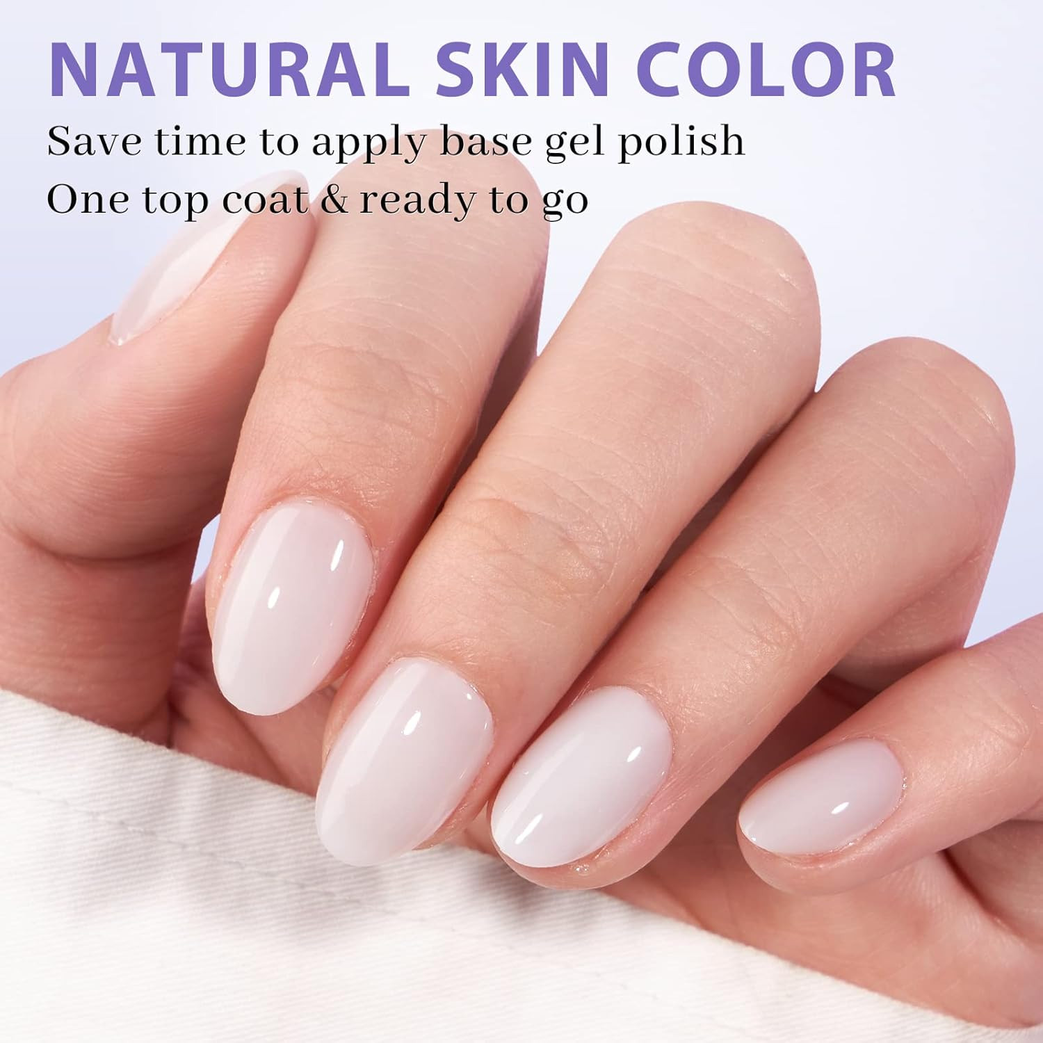 XS Short Almond Gel Nail Tips – Pre Colored Milky White Soft Gel Nail Tips, Milk