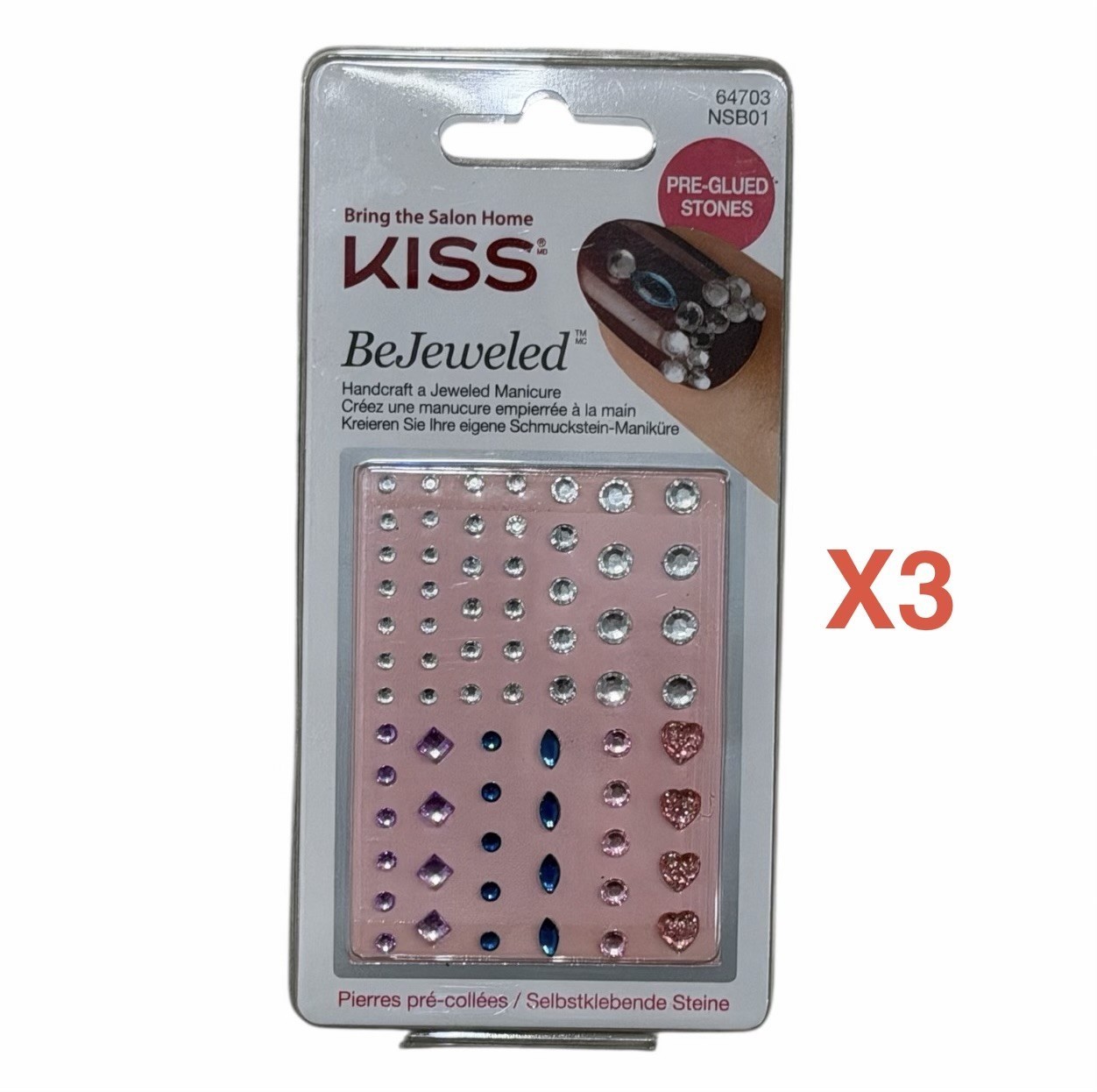 New, Lot Of 23 Packs Of Kiss BeJeweled Pre-Glued Accent Stones