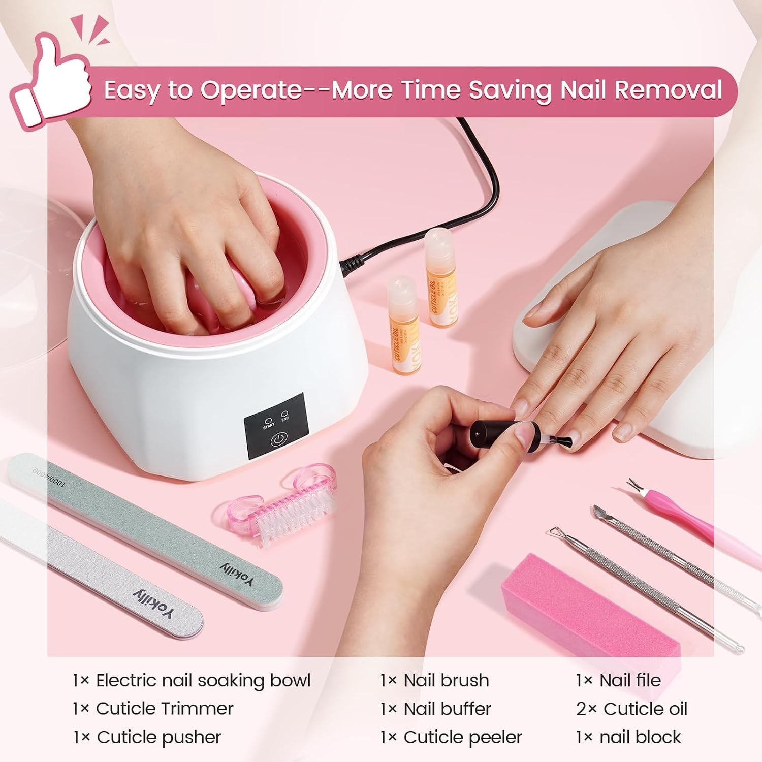 Electric Nail Soaking Bowl for Fast Removal – White