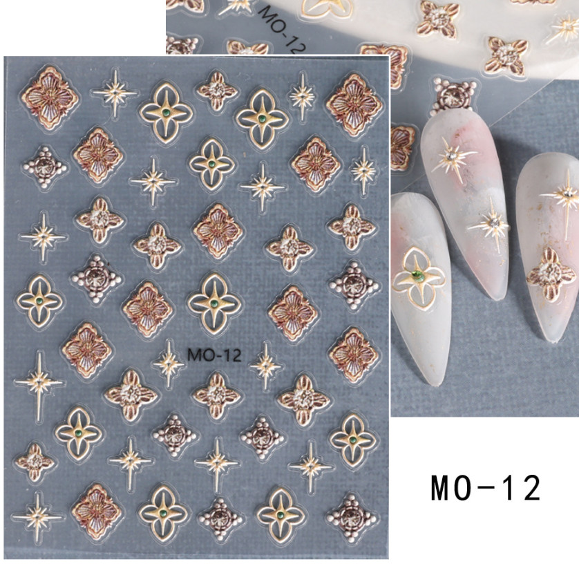 5D Camellia Gradient Pink Nails Stickers Embossed Pentapetal Flowers Fairy NS49