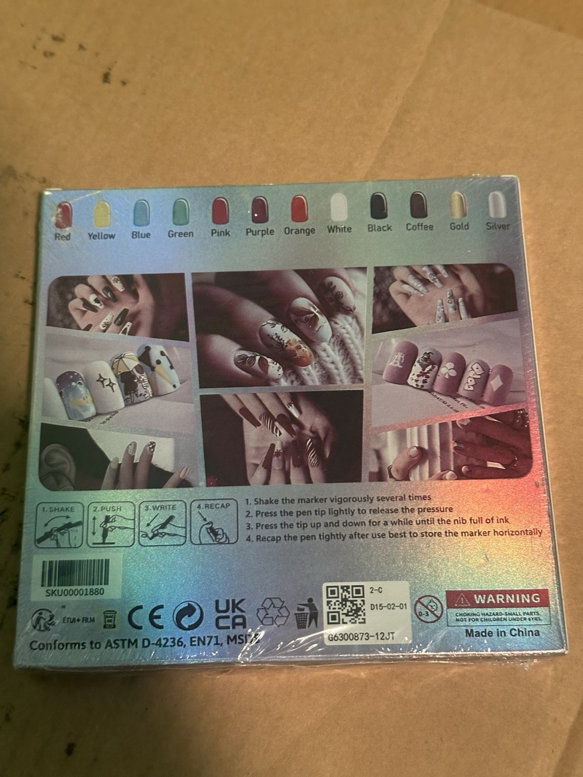 12-Color Nail Art Marker Pens Set, Water-Based Quick Dry 0.5mm Multicolor