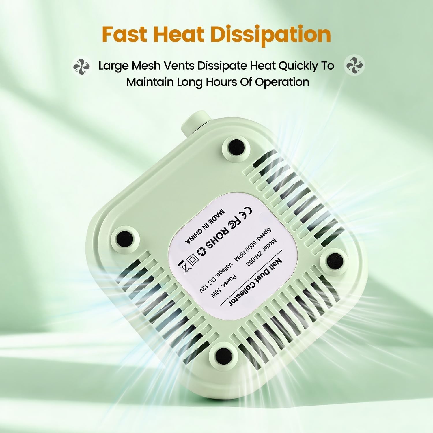 Portable Nail Dust Collector, 6000RPM Suction with 30 Filters – Green Edition