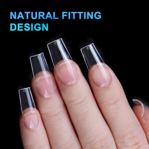 Square Nail Tips, 300pcs Soft Gel Nail Tips 12 Size – Medium Square Tips