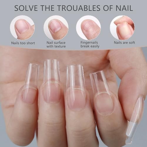 Square Nail Tips, 300pcs Soft Gel Nail Tips 12 Size – Medium Square Tips
