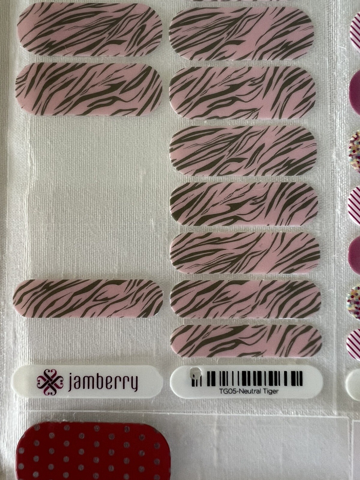 Jamberry Nail Wraps, Happy Birthday, Icy Rose Polka, Neutral Tiger, SB F1-0416