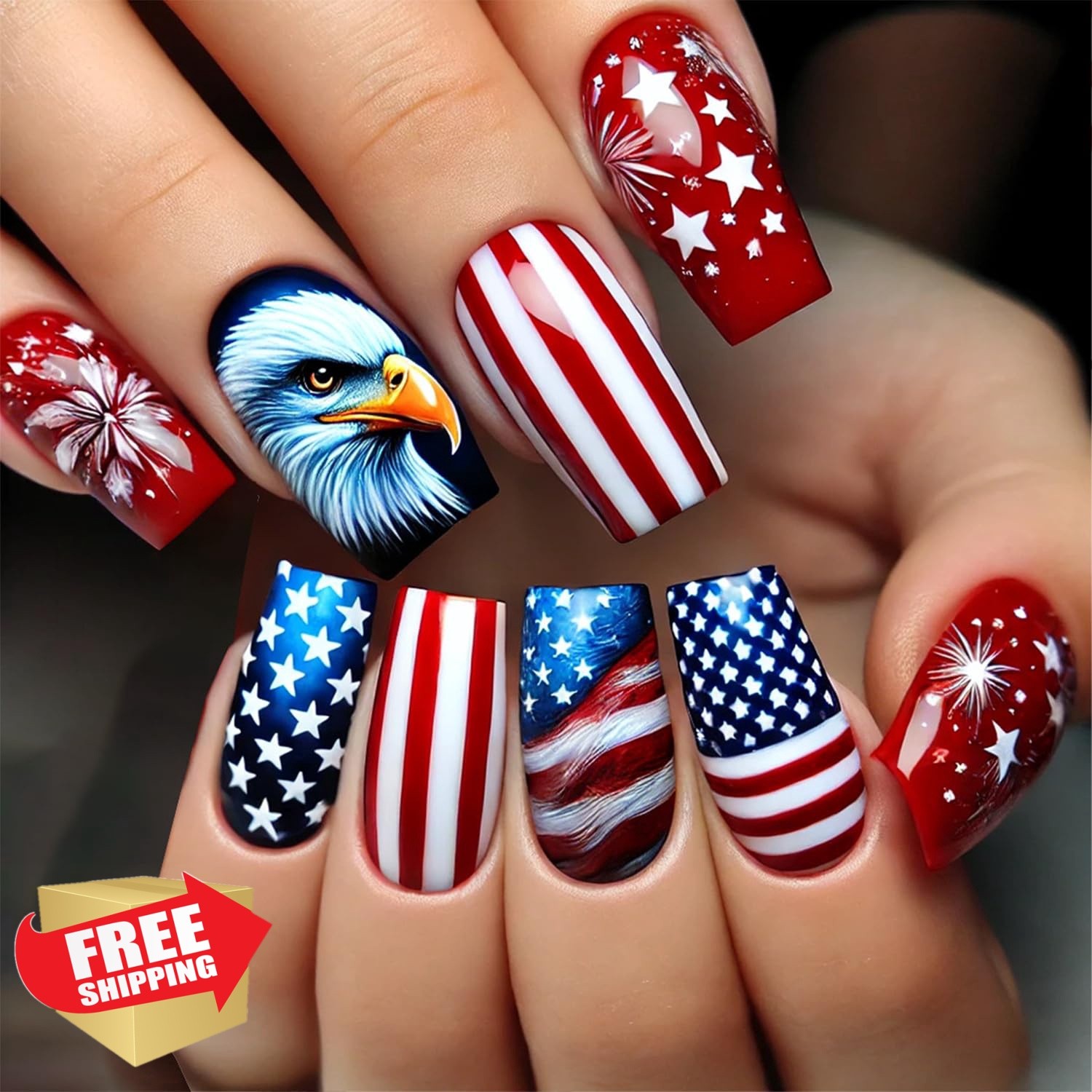 WYFHDT 4th of July Press on Nails 4