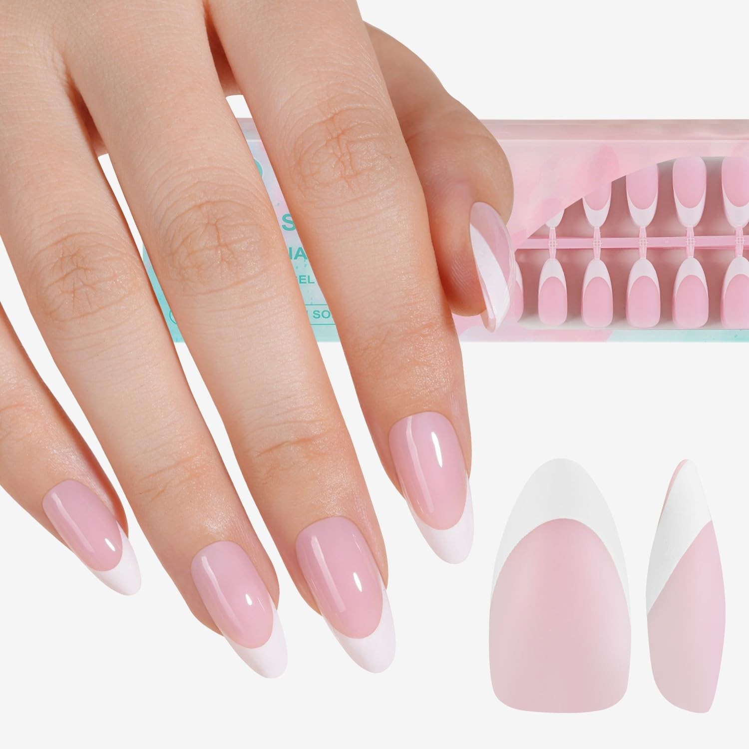 Misssix French Gel Nail Tips 150Pcs French Tip Press on Nails Medium Almond